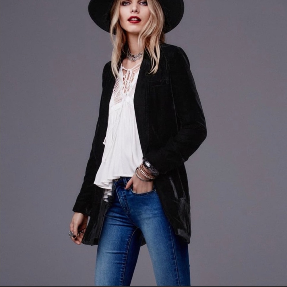 Free People  |  Black Velvet Blazer